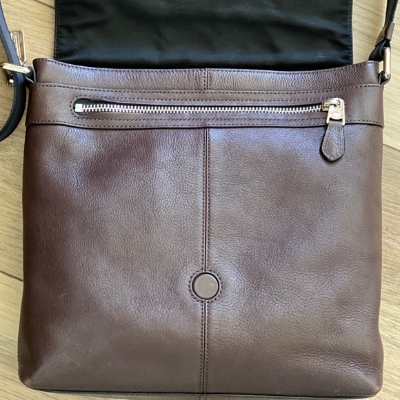 Coach Messenger Bag Mahogany Brown Leather with Woven Crossbody Strap - Picture 7 of 13